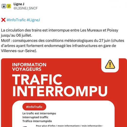 annonce d'interruption du trafic